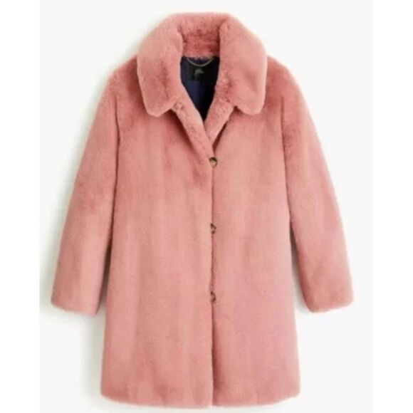 J. Crew Faux Fur Teddy Coat in Blush Rose Size M / Excellent - Picture 1 of 6